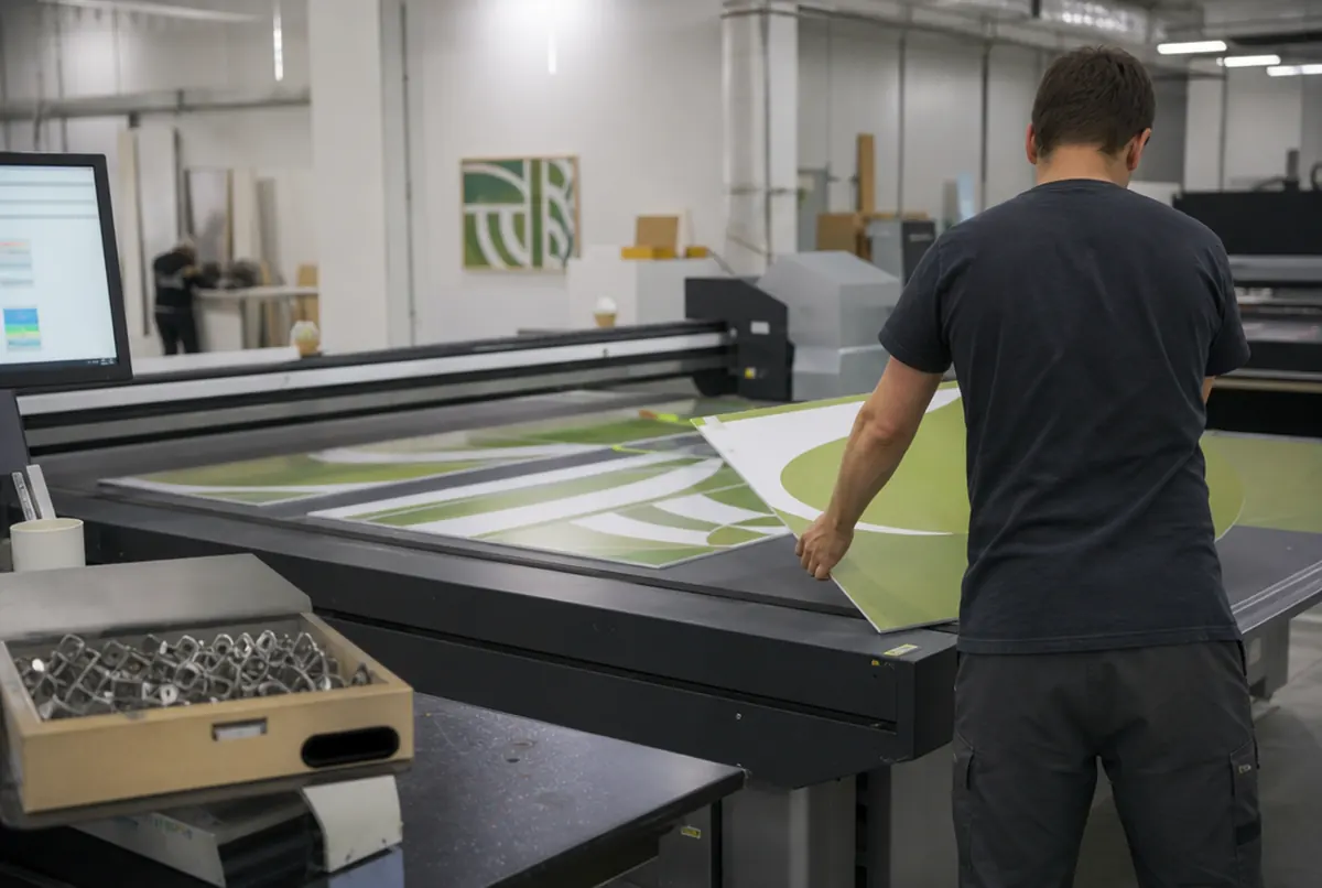 Direct UV printing on clipboard boards on a flatbed printer in the print shop