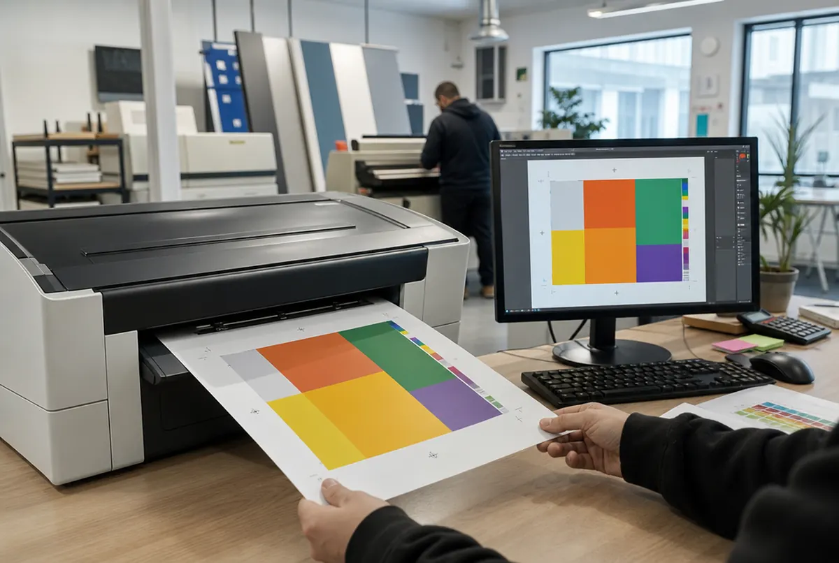 A production file generated from a web order printed out in the print shop office
