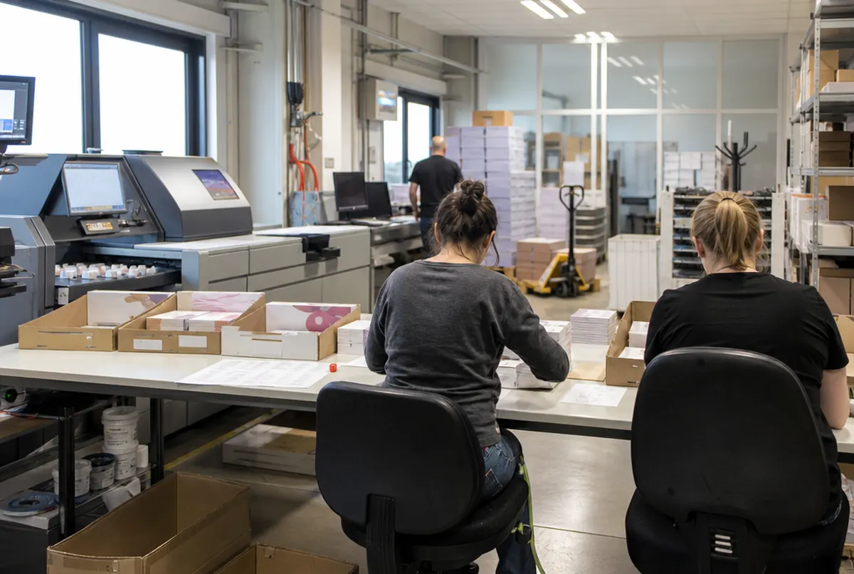 Druck variabler Daten auf Gutscheinen und Sortieren in Kartons nach Standortliste