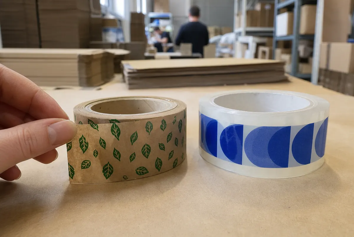 Gros plan de rouleaux de ruban papier et polypropylène à motif répété