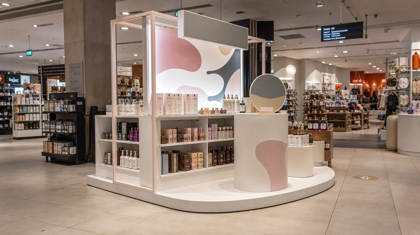 Shop-in-shop i zabudowy ekspozycyjne — wizualizacja kategorii