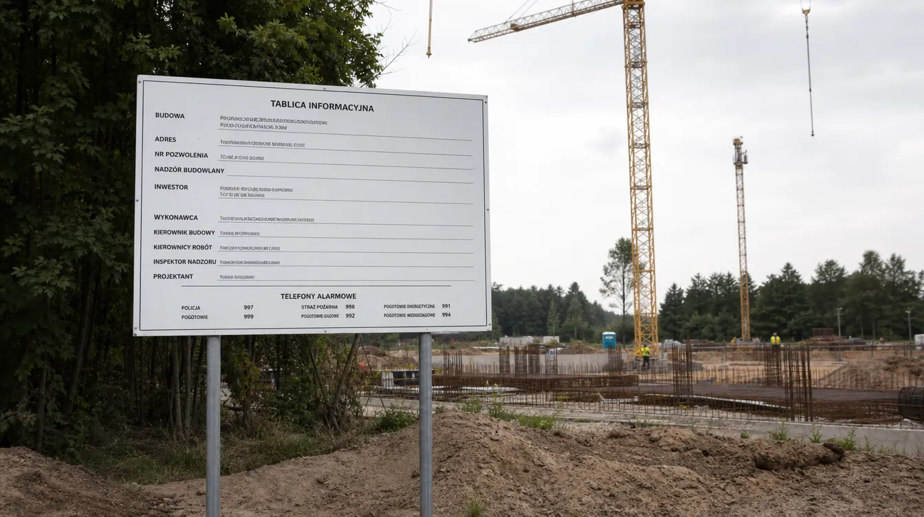 Tablice budowlane i informacyjne — wizualizacja kategorii